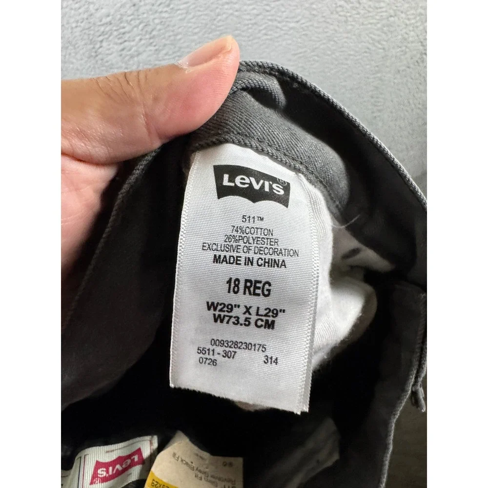 Levis 511 Slim Fit Revolver Grey Black Fill Pants Mens 29x29 NWT 5511-307